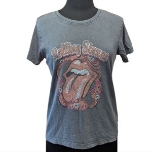 The Rolling Stones Gray Short Sleeve Tee Green Coast Soft Rock Band T-shirt